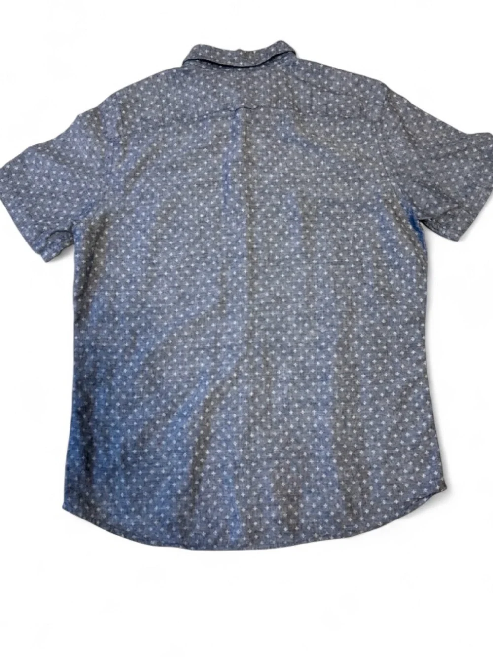 Banana Republic Linen Slim Fit Short-Sleeve Casual Button-Down Shirt - L in Blue